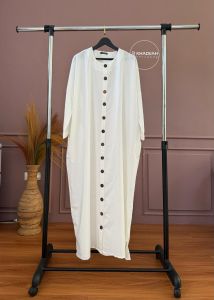 Gamis Abaya Kancing Bahan Linenrose Sahla By Khadijah Kerudung