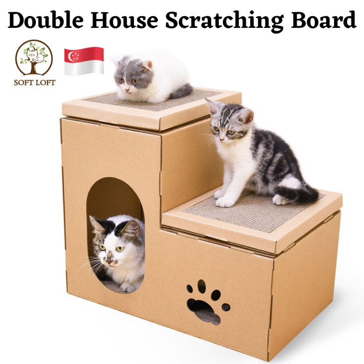 Cat Scratcher Cardboard Scratching Double House /Pet Cardboard Box