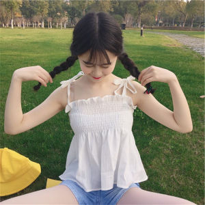 oobest ซื้อ1 Take 1เสื้อสตรีสายพาดไหล่ปรับได้ Shirred เสื้อบนเสื้อชั้นในสตรีฤดูร้อนระบายอากาศสไตล์เกาหลีไร้รอยต่อเสื้อกล้ามแฟชั่นใหม่