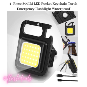 1- Piece 800LM LED Pocket Keychain Torch Emergency Flashlight Waterproof