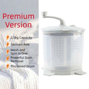 LZHDP MALL 2-2.5KG Capacity Manual Mini Washing Machine Top Loading Portable Hand Crank Washing Machine Durable Thickened Drum Hand-operated Sock Washer for Home
