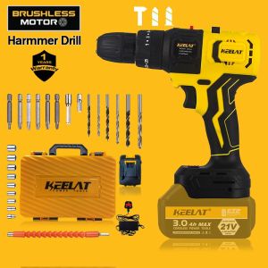 KEELAT 12 in 1 Multi-Optional Brushless Cordless Drill Impact Wrench Gun Screwdriver Kit Chainsaw Reciprocating Sander Tool Set DIY