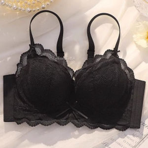 【Ship in 24H】Underwear Expert Lace Bra Deep V Beautiful Wave Push-up High Breast-raising Bra Seamless Steel-free Bra Small Bra Bra Lace Beautiful Back Bra