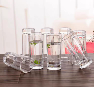 6pcs Drinking Glass Set Octagon Shape Everyday Glassware  Crystal Clear Wine Glass Set {DM}