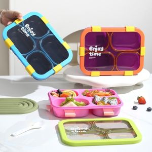 NALANILI Rectangular Shape Lunch Box Leakproof Design Divided Compartments Thermal Lunch Box Convenient Sealed Lid Insulated Lunch Box for Students