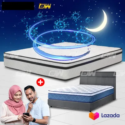 [ FREE 1 X RM99 KING KOIL PILLOW ] [Free Shipping] Combo Bed Set Goodnite By Spinahealth (King/Queen)10 inch Spring Mattress / Beli Tilam PERCUMA Dezeen Bed Frame / Dezeen Katil (10 years Warranty)