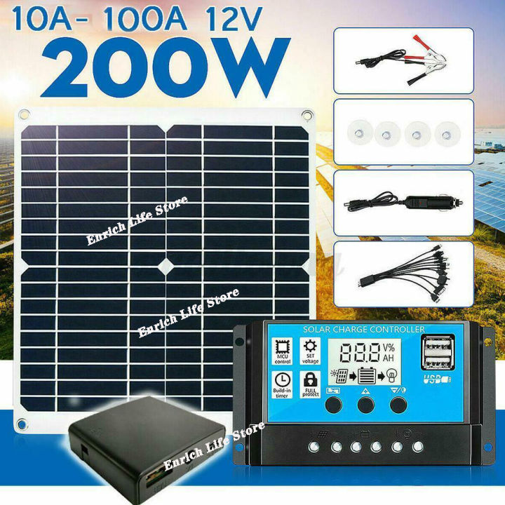 200 Watts Solar Panel Kit 100a 12v Battery Charger With 10a20a30a 100a Controller Caravan Boat 7819