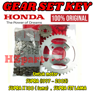 GEAR SET+RANTAI KODE-KEV ORI HONDA SUPRA X-FIT LAMA UK 15T40T KUALITAS ORIGINAL ASLI HONDA ORIGINAL