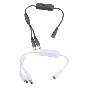 สายตัวแยก DC5521 Y ขนาด5.5X2.1มม. พร้อมตัวสลับตัวเมียเป็น2ตัวผู้สำหรับ LED และกล้องวงจรปิด37ซม.