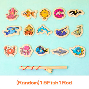 Mumystation Mainan Memancing Magnetik Kayu Pendidikan Pancing Ikan Magnet Mancing Mainan Ikan Kartun Fishing Game