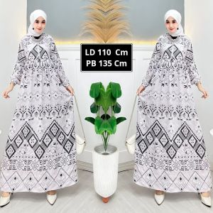 Gamis Motif Etnik Bahan Crinkel Airflow Busui Adem
