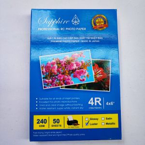 Giấy in ảnh Sapphire RC Luster (Lụa) 10x15 240gsm (4R) (50 tờ/xấp) - Chính hãng Nhật Bản giấy in ảnh 1 mặt dùng cho máy in phun