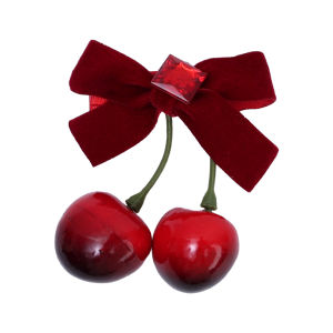 【♡Lovely girls house♡】5Pcs กิ๊บติดผมผูกโบว์เชอร์รี่สีแดงผู้หญิงหญิงสาวกิ๊ฟหนีบผมหมวกแฟชั่นเส้นผม