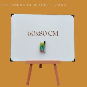 Standing Whiteboard Tinggi 90 cm - Papan Tulis 60x80cm Penyangga Free Spidol dan Penghapus