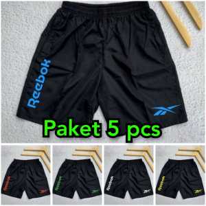 CELANA KOLOR PENDEK PRIA 40 RIBU DAPAT 5 PCS BOXER HITAM MOTIF LOGO CELANA BADMINTON FUTSAL