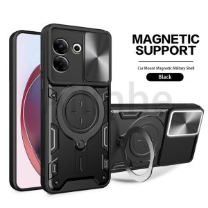 For Infinix Tecno Camon 20 Pro 5G Tecno Pova 5 Metal Ring Slide Camera Protect Armor Hybrid Rotating Kickstand Shockproof Phone Cover