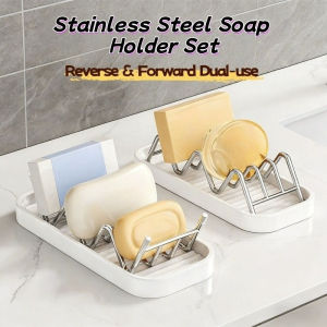 Stainless Steel Wave-Shaped Soap Rack With Water Tray Dual-Side Usable Large Waterproof & Rust-Proof