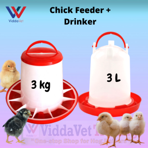IMPORTED 3L Chick Drinker with 3kgs Chick Feeder Poultry Hanging Drinkers And Feeders Chick feeder chick feeder plate
