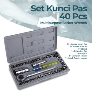PROMO Kunci Shock 1 Set Lengkap Buat Motor Kunci Pas 40 Pcs Multipurpose Socket Wrench Set 1/4 Ratchet - No Color