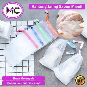 Kantong Jaring Sabun Batang Cair Halus Pembuat Busa Spons Jaring Mandi Double Layer Foaming Net Bath Shower Soap
