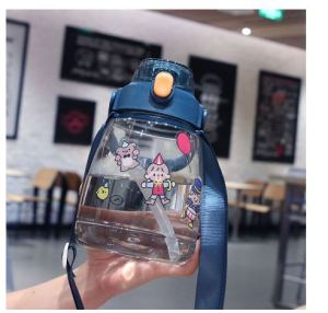 Botol Minum Anak Sedotan Big Belly Cup Handle Childrens Cup Bottle DIY Sticker Dan Tali Besar