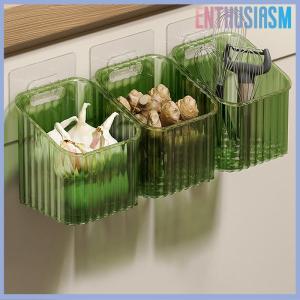 【Enthusiasm】🌟🌟【Hot Sale】🎈 1pcs Kitchen Garlic Ginger And Onion Transparent Storage Basket Wall-Hanging Small Wall-Mounted Storage Box Storage Rack