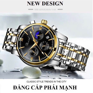 Đồng hồ nam dây thép không gỉ DIZIZID chính hãng chống nước tốt - Chạy Full kim và lịch ngày - Kim dạ quang cao cấp DZ-A081
