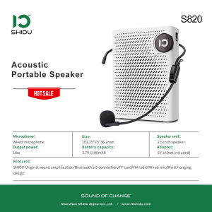 SHIDU Amplifier suara untuk guru S820 Speaker mikrofon untuk pembesar suara guru Bluetooth 5.0 TF kad USB Flash Drive MP3 main kembali rakaman Audio