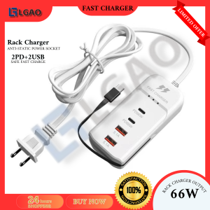 LAOG Rack charger Fast Charging Head Dual 5.1A USB Multi 4 Port USB Charger with Type-c Socket Extension Dual PD