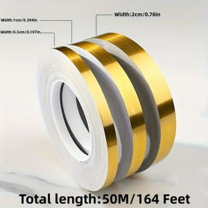 Gold Tile Gap Wall Tape Sticker - 50M Mildewproof Self-Adhesive Strip for Floor/Wall Decor