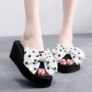 Free Shipping Shan Jiao Summer 6Cm WomenS High-Heeled Slippers Summer Platform Sandals Versatile Fashion Beach Flip-Flops