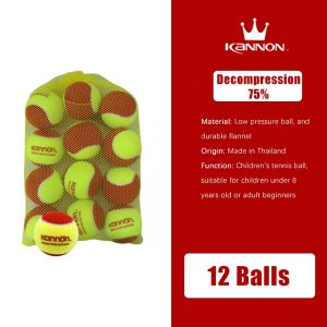 KANNON 12Pcs Kids Tennis Balls Red Tennis Ball For Children Under 8 Years Old Transition Stage 3 with Mesh Bag
