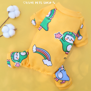 Áo liền quần có tay cho Chó mèo bằng vải nỉ hoạ tiết (mẫu mới) - Love Pets Shop