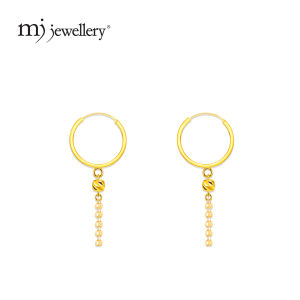 MJ Jewellery 375/9K Gold Round Loop with Beads Earrings S70