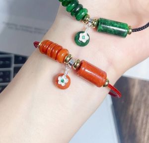 Vòng tay dây cáp đá phong thuỷ ngũ điếu và lu thống mix với charm bạc cao cấp SA0320