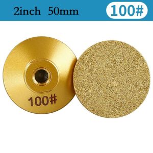 LIANG Carborundum + Kim loại Đầu mài phẳng Hàn cạnh Hàn 45/60/100 # Đá đánh bóng mài mòn Hiệu quả 2inch Bánh mài định hình Ren M10 bằng đá cẩm thạch