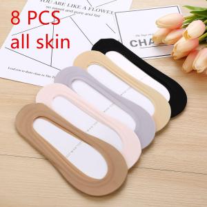 SHAN 8 pairs/pack Women Shallow Mouth Invisible Ice silk Silica Gel Non-slip Boat Socks ALL SKIN(Super Comfortable!!!)