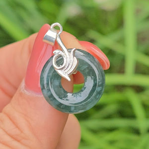 Q2219 Mặt dây chuyền đồng điếu Lam Ngọc Hoa Băng móc Bạc hoa văn như ý không kén mệnh - Phong Thuỷ TUDO P