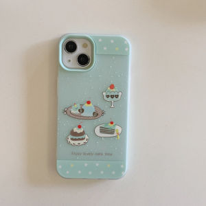 ลายขนมจุดขาว เคสแข็งสีน้ำเงิน 2-in-1 สำหรับ iPhone 11 12 13 14 15 16 17 Pro Max Plus เคส F ป้องกันรอยนิ้วมือ เคสเจลลี่ขุ่นสำหรับ iPhone 17