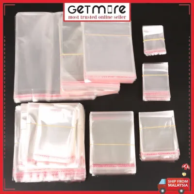 [Malaysia Ready Stock] Wholesale 100pcs OPP Self Adhesive Plastic Bag Transparent OPP Plastic Bag with Tape Murah Plastik Bag Tudung
