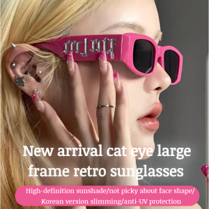 บุคลิกภาพใหม่แนวโน้มฮิปฮอปแว่นกันแดดแบบเต็มกรอบพังก์แว่นกันแดดผู้หญิงแว่นกันแดดกรอบสีชมพู