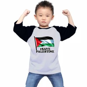 Honeyshop-Bisa COD-Kaos Atasan Kaos Anak Pria/Wanita Reglan Lengan 3/4 (SAVE BENDERA PALESTINE)-Berkualitas Terbaik/Gambar DTF/Baju Kimono/Harga Murah Terlaris