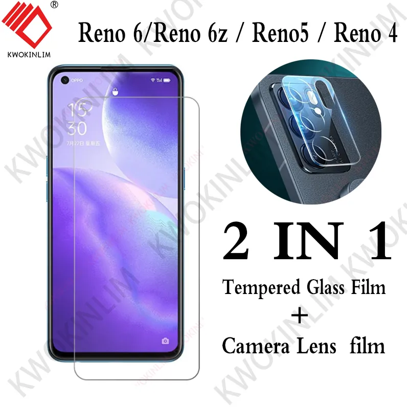 (2 IN 1)Tempered Glass OPPO Reno 6Z Tempered Glass Reno Pro 4G 5G  Reno 6Z 7Z 8Z 5G Pro Camera Lens Tempered Glass Screen Protector For OPPO 