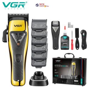 [NEW MODEL] VGR V-015 DLC Blade Vector Motor 9000RPM Barber Rechargeable Professional Hair Clipper for Men