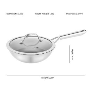 Chảo Inox 18/10 Sâu Lòng Oyatton Không Dính Vi Điểm Size 22-24-30cm Dùng Được Trên Mọi Bếp