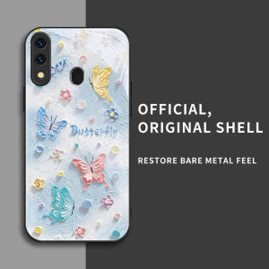 สำหรับ Samsung Galaxy A20 & Samsung A30 เคสศัพท์ป้องกันการตกแบบมีลายผีเสื้อสีน้ำมัน บุคลิกภาพทันสมัย
