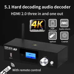 5.1CH o Converter Decoder DTSHD Dolby Atmos 4K HDMI Bluetooth 5.0 U-Disk  Fiber Optic ARC Coaxial Cable Compatible with Blu-ray Player PS Computer