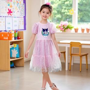 Girls Dress New Kuromi Dresses Cotton Sequins kids Princess Skirt elegant Children party dress