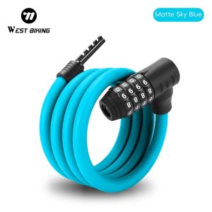 2026 WEST BIKING Portable Bicycle Cable Lock Multi-Color Password Anti-theft Bike Lock Zinc Alloy Lock Core For Scooter MTB Road Bike