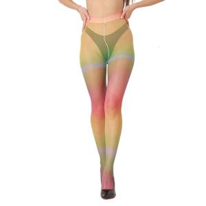 Womens Sheer Tights High Waist Pantyhose Colorful Gradients Pantyhose Tights Nylons Thigh High Stockings Hosiery